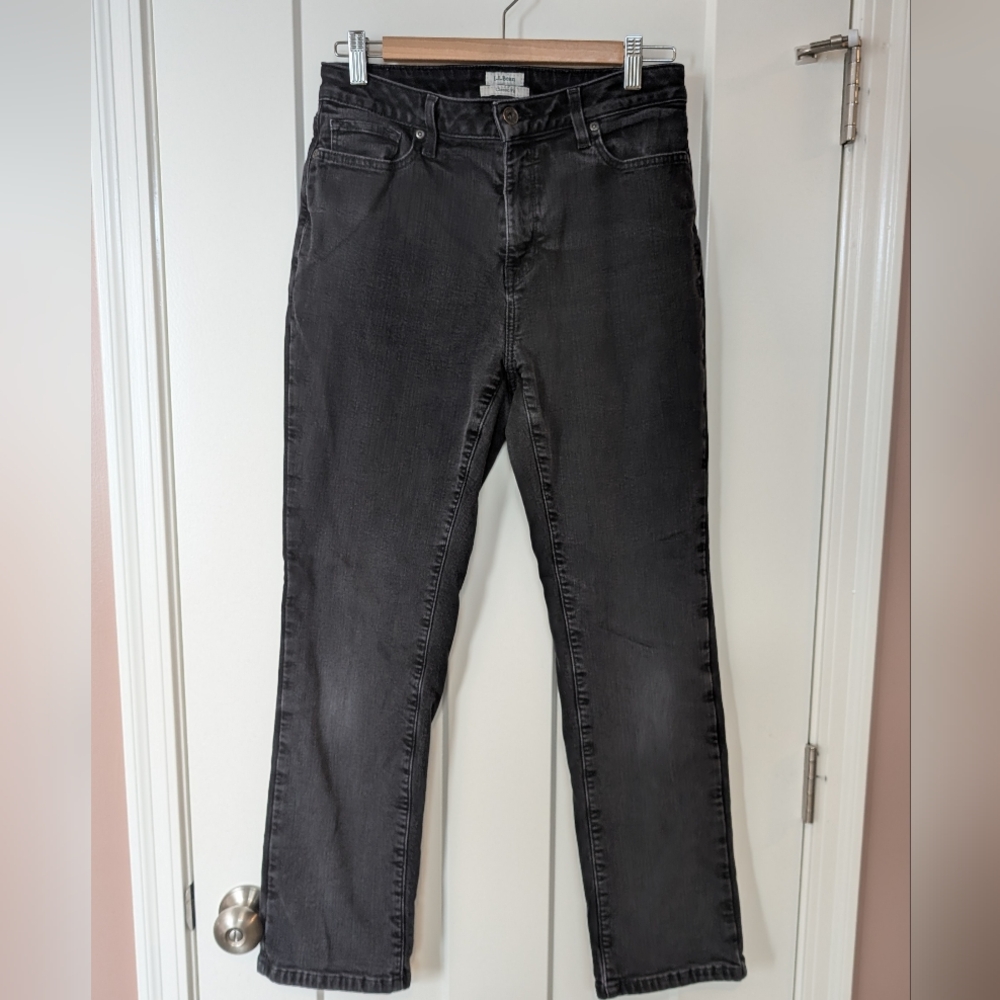 L.L. Bean Women's Flannel Lined Black Straight Jeans